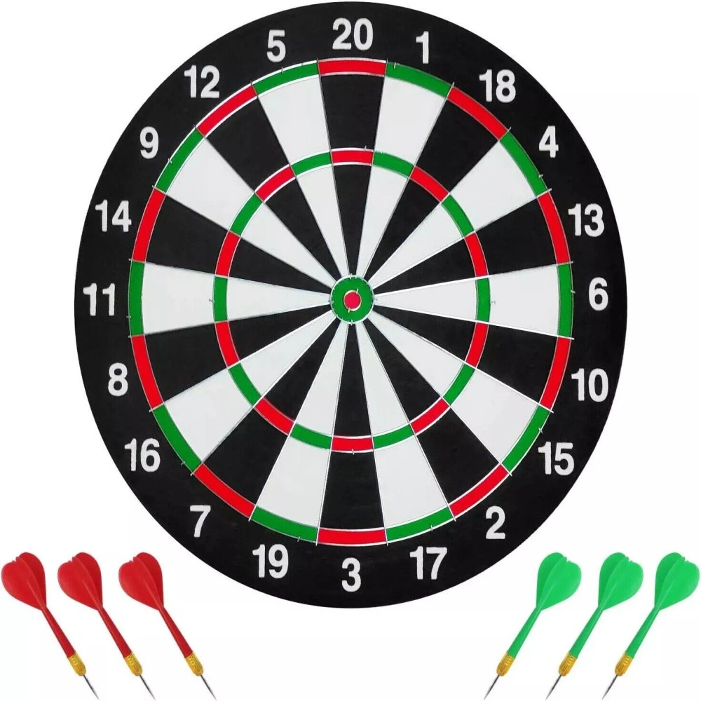 FULL SIZE 17" DARTBOARD SET 6 DARTS FUN FAMILY DART BOARD GAME ADULTS KIDS XMAS view 8