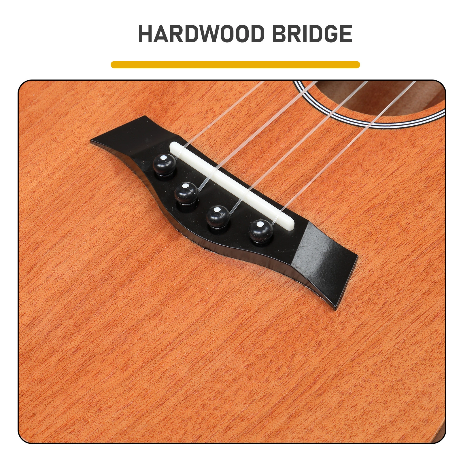 26in mahogany body rosewood fingerboard ukulele, cotton bag, capo, strap, picks*2, tuner, Strings, Dust cloth view 7