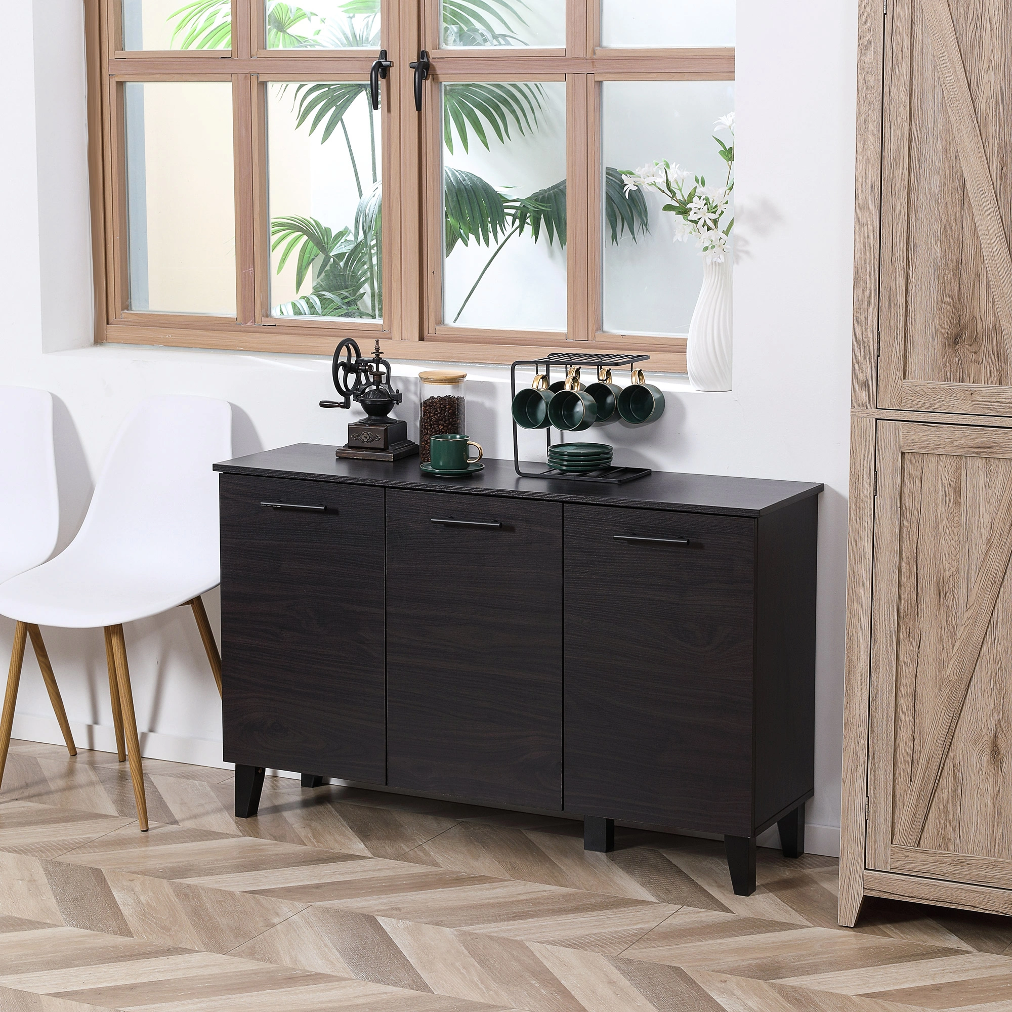 Kitchen Storage Cabinet, Freestanding Pantry Cupboard with Doors, Multi-Shelf Organizer