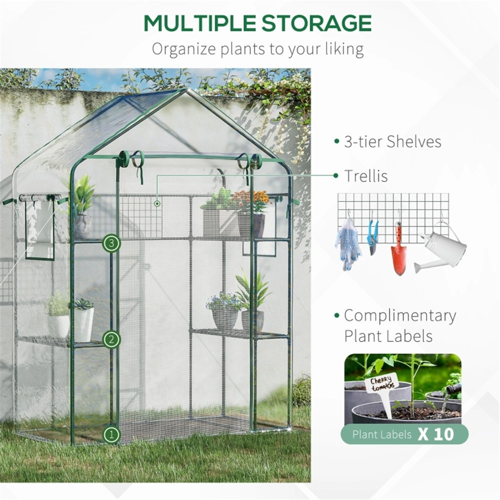 Walk-in Mini Greenhouse Pea Tunnel PVC with Zippered Door Rain Protection Portable Garden Plant Cold Frame