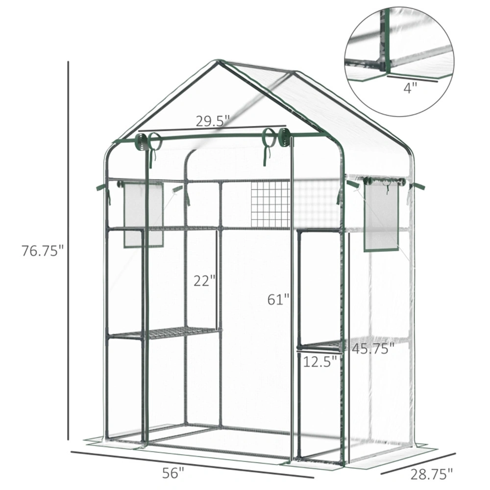 Walk-in Mini Greenhouse Pea Tunnel PVC with Zippered Door Rain Protection Portable Garden Plant Cold Frame view 3