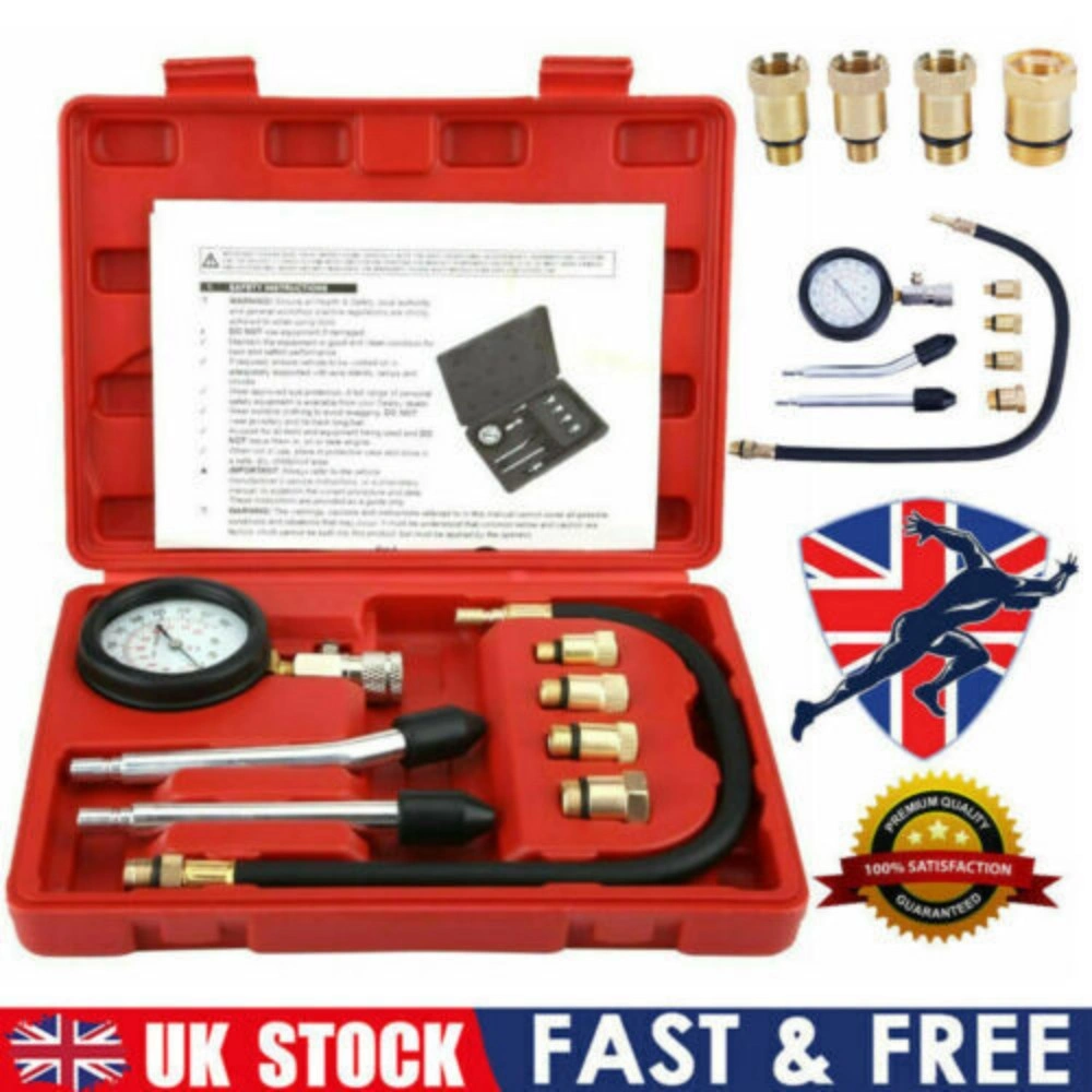 Petrol Engine Cylinder Pressure Tester Car Compression Test Gauge Kit Set UK view 2
