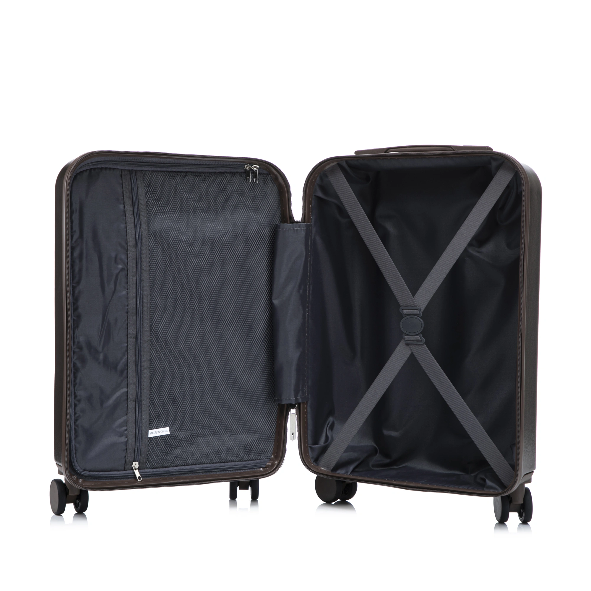 14" & 20" ABS Spinner Luggage Set, 2-Piece Hardside Suitcase with Combo Lock, Front Opening, 14" Cosmetic Case, Brown view 25
