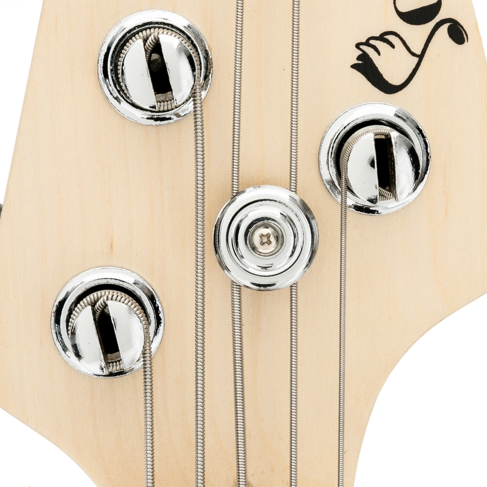 Gjazz Electric 5 String Bass Guitar Full Size Bag Strap Pick Connector Wrench Tool Transparent Yellow view 19