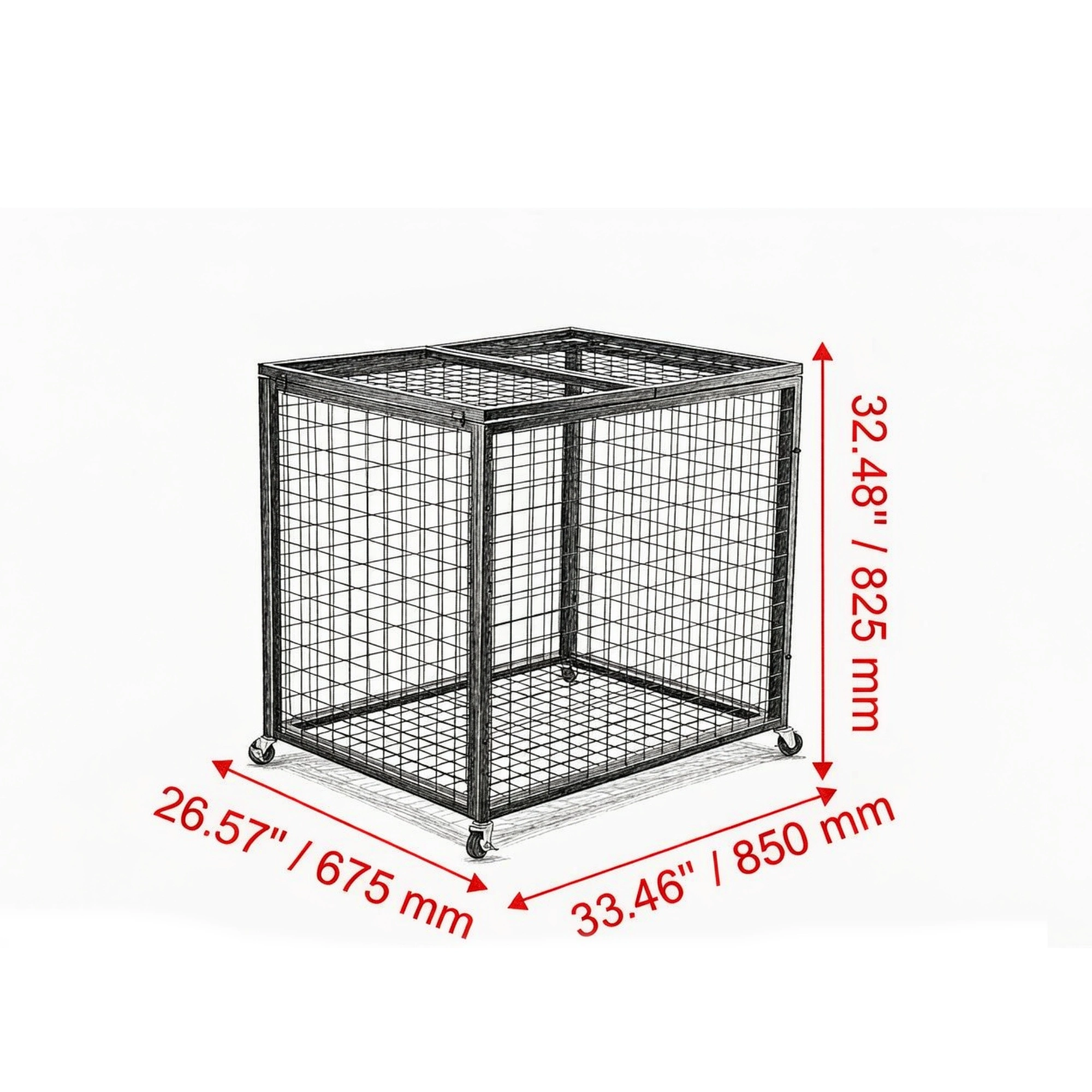 Rolling Sports Ball Storage Cart - Double Lid Basketball Cage, Steel Organizer Rack for Indoor Outdoor Gym School Garage view 3