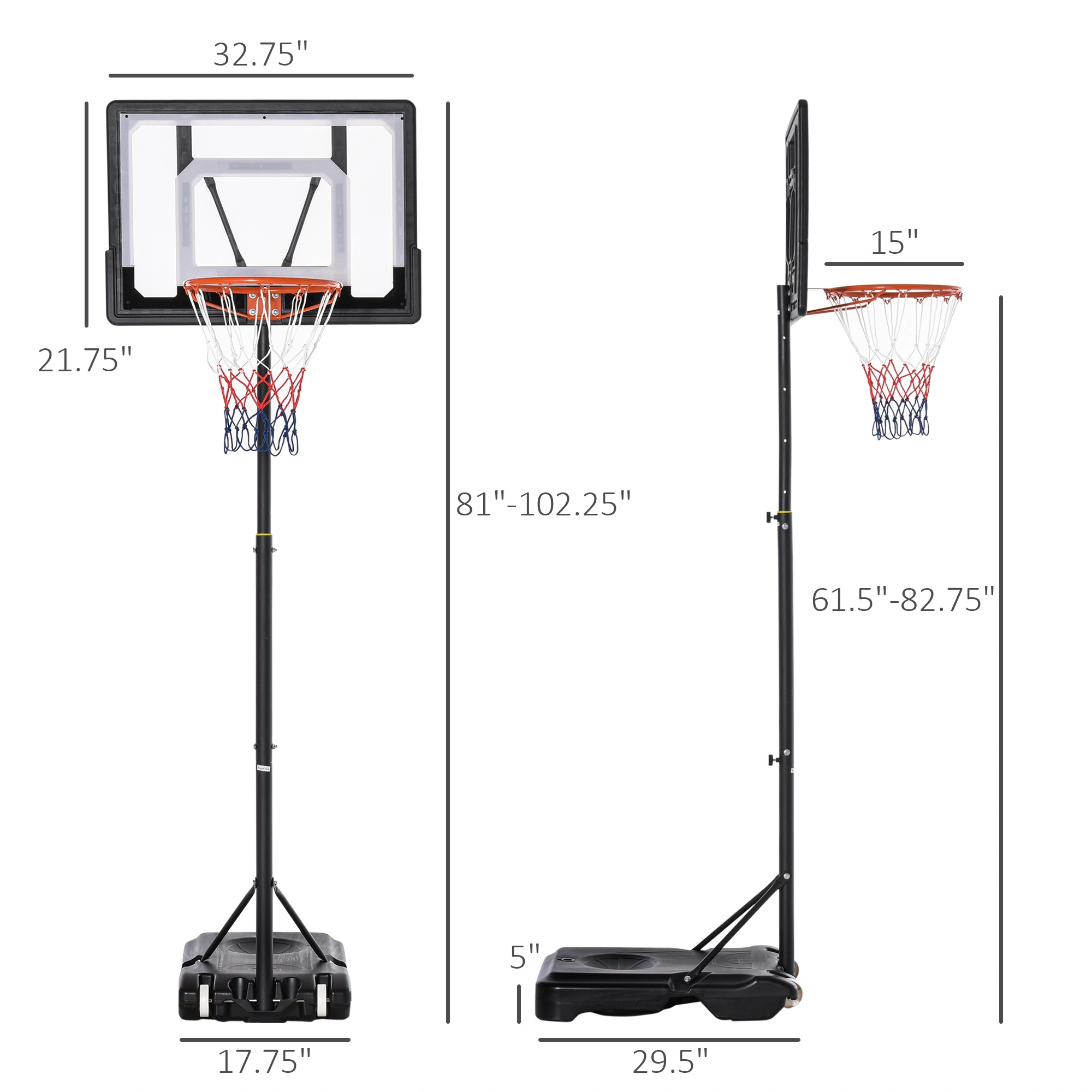 Kids Basketball Hoop Adjustable Height Indoor Outdoor Play Set with Backboard & Net for Toddlers Boys Girls Ages 3-8 Years view 2