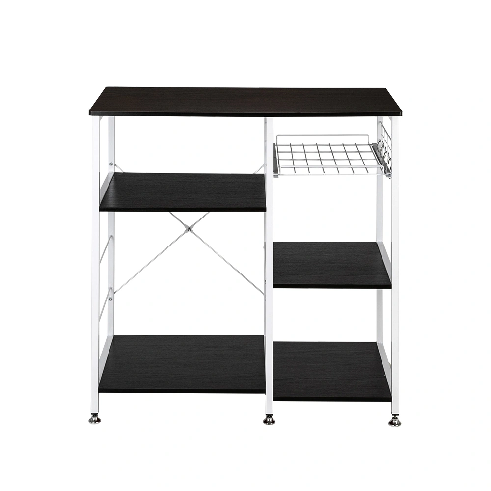 35.5" Kitchen Baker's Rack Utility Storage Shelf Microwave Stand 3-Tier 3-Tier Table For Spice Rack Organizer Workstation Dark Brown view 2