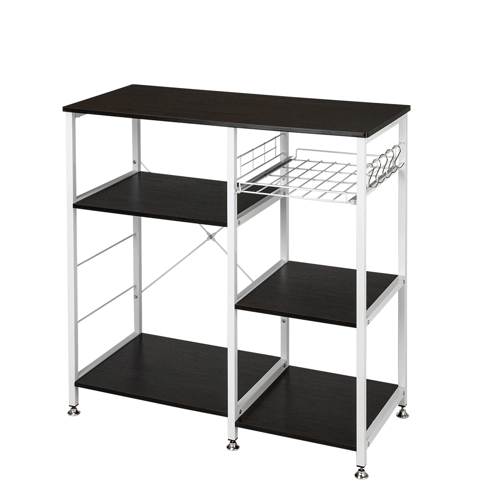 35.5" Kitchen Baker's Rack Utility Storage Shelf Microwave Stand 3-Tier 3-Tier Table For Spice Rack Organizer Workstation Dark Brown view 3