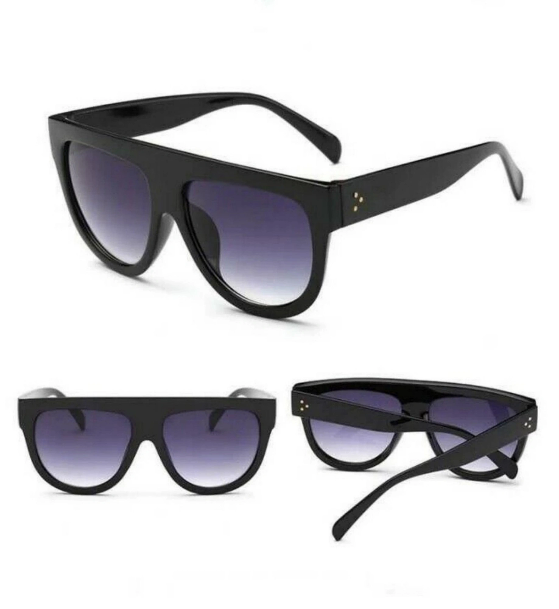 Oversized Black Leopard Print Flat Top Shield Sunglasses for Women Luxury view 2