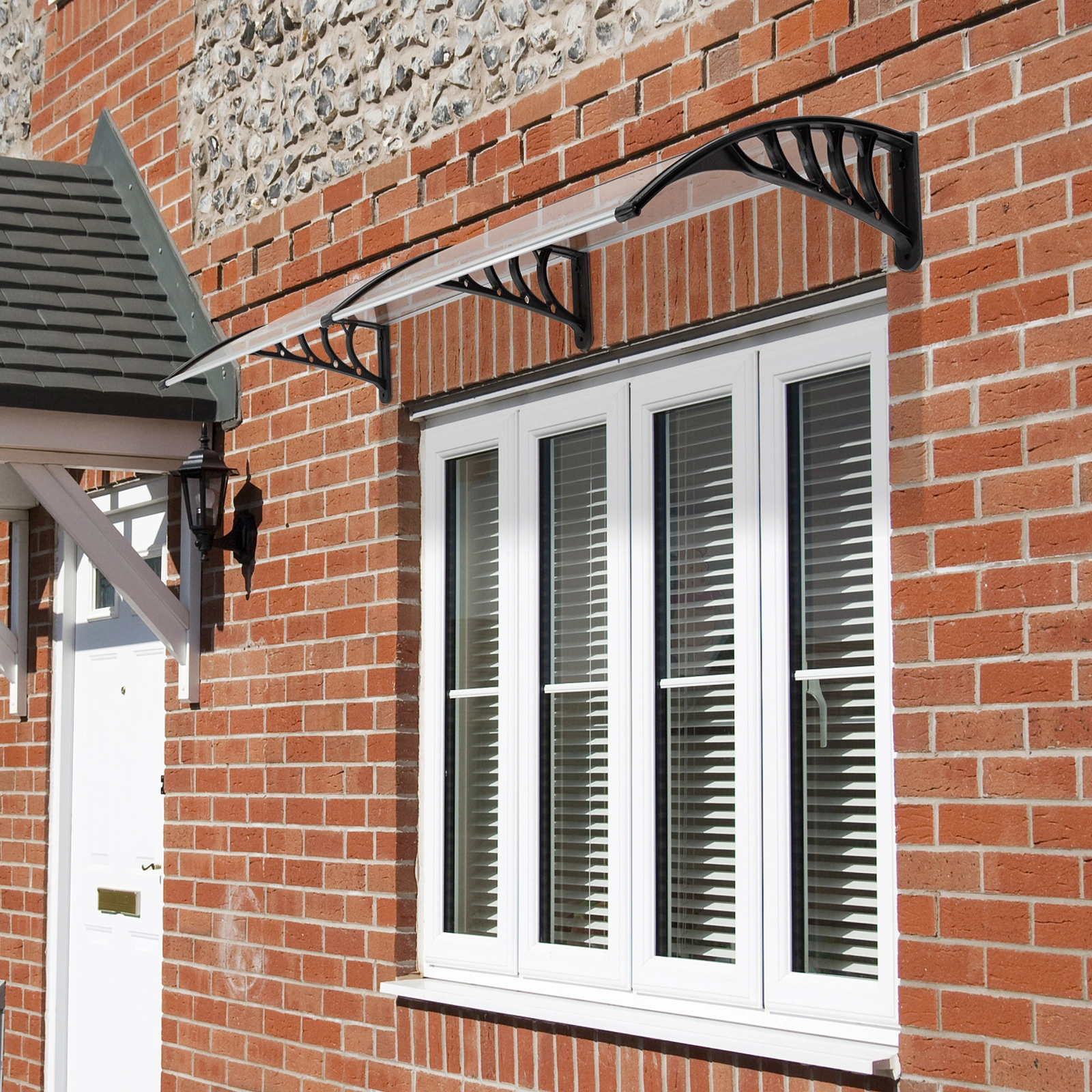 80*38in Household Application Door & Window Rain Cover Eaves Brown Board & Black Holder view 22