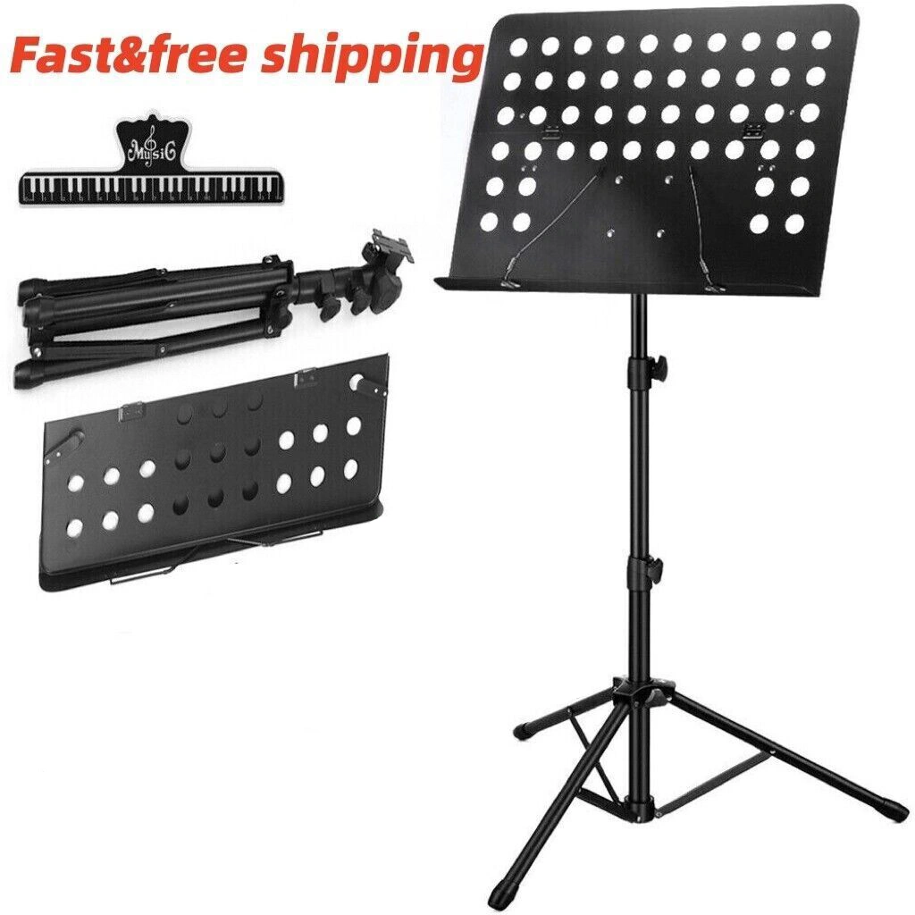Heavy Duty Adjustable Music Stand, Orchestra Music Risers with Tripod Base, Non-Foldable Bars view 2