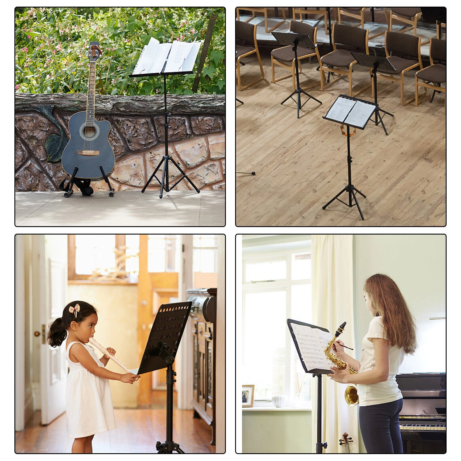 Heavy Duty Adjustable Music Stand, Orchestra Music Risers with Tripod Base, Non-Foldable Bars view 5