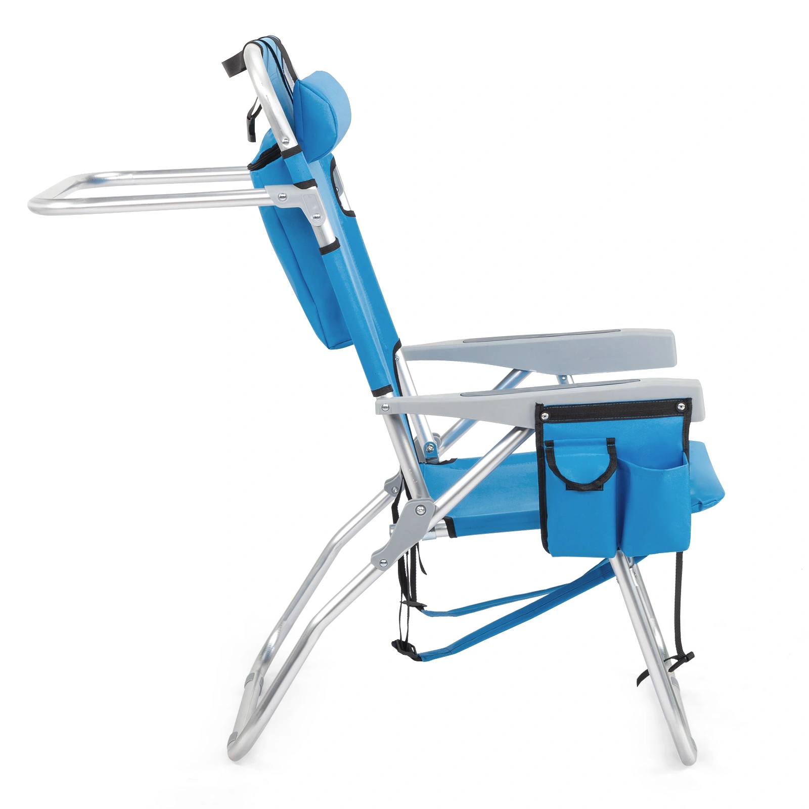 63*70*99cm Heightened Oxford Cloth Silver White Aluminum Tube Bearing 100kg Beach Chair Blue view 17