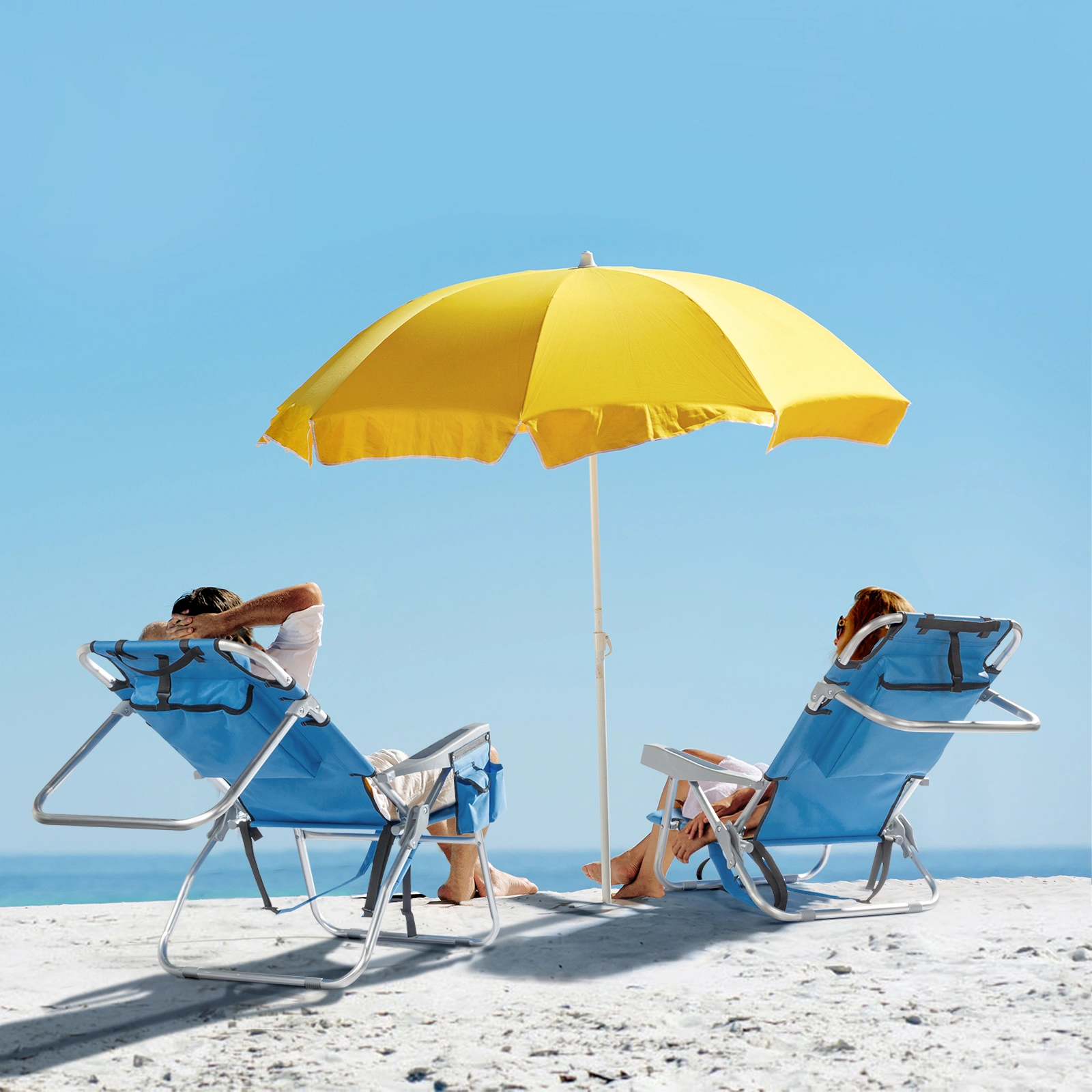 63*70*99cm Heightened Oxford Cloth Silver White Aluminum Tube Bearing 100kg Beach Chair Blue view 9