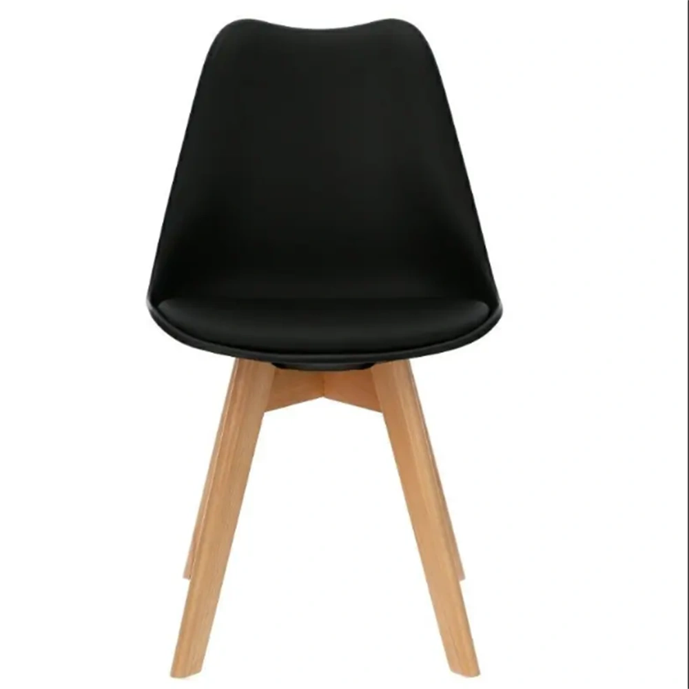 Modern PP Plastic Dining Chair with Solid Wood Legs, Nordic Style Kitchen Chair, Contemporary Design