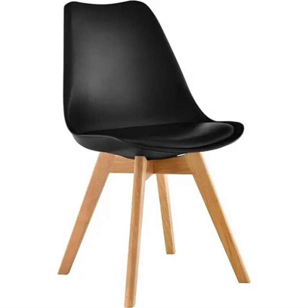 Modern PP Plastic Dining Chair with Solid Wood Legs, Nordic Style Kitchen Chair, Contemporary Design view 2
