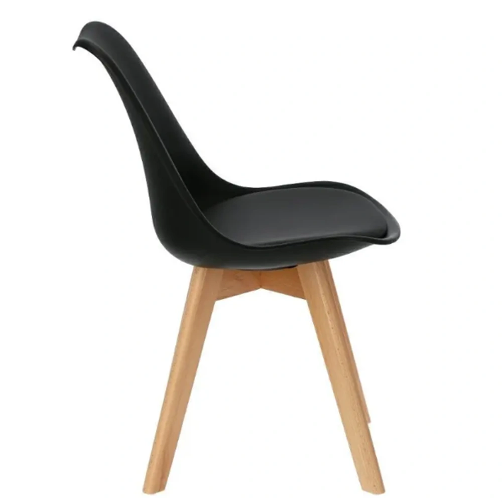 Modern PP Plastic Dining Chair with Solid Wood Legs, Nordic Style Kitchen Chair, Contemporary Design view 3