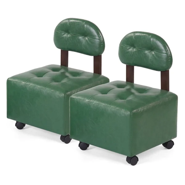 Set of 2 Stackable Small Rolling Stools with Brake Wheels, Compact Shoe Changing Footrest for Entryway view 5