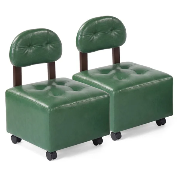 Set of 2 Stackable Small Rolling Stools with Brake Wheels, Compact Shoe Changing Footrest for Entryway