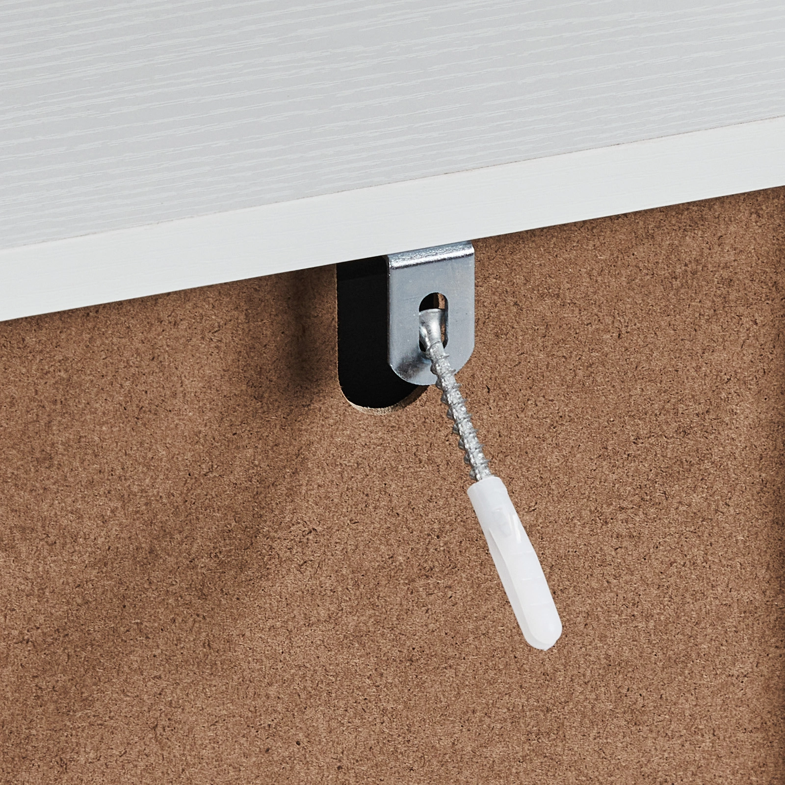 Handleless Grille-Finished 4-Drawer Bedside Table P2 Particleboard + MDF & Melamine Veneer + Thermoformed Drawer Dresser 23.62*14.96*30.71in White view 10