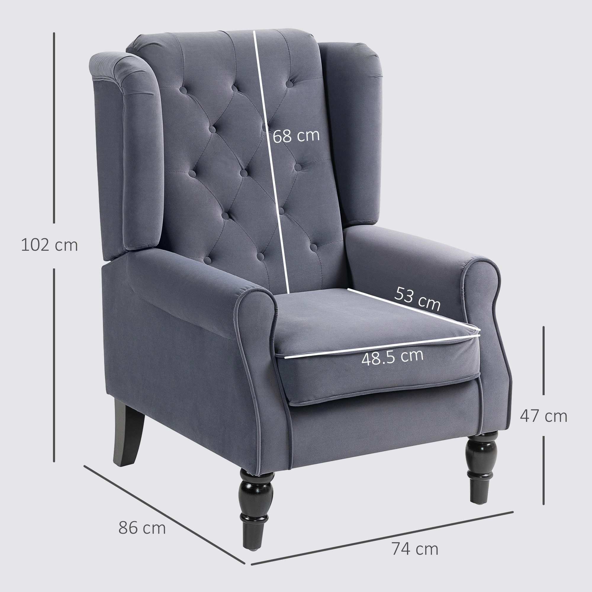 Modern Accent Sofa Chair, Padded Loveseat with Wooden Legs for Bedroom view 2