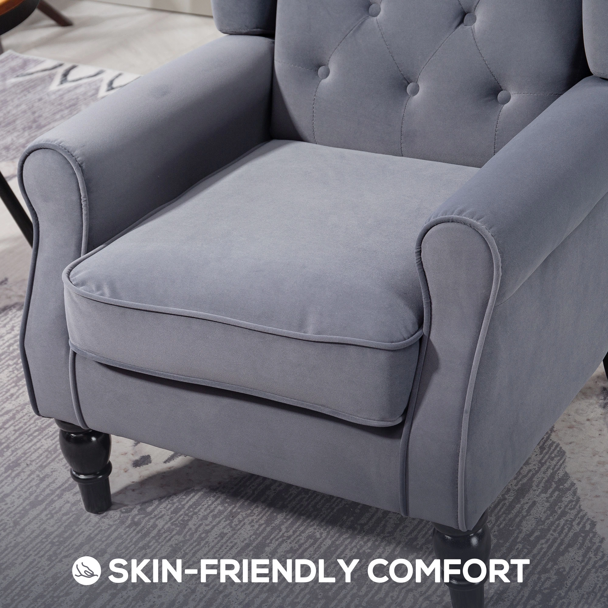 Modern Accent Sofa Chair, Padded Loveseat with Wooden Legs for Bedroom view 5