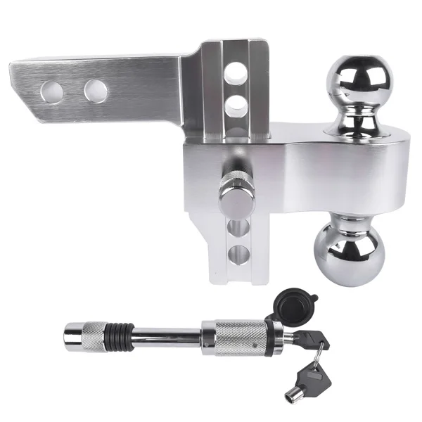 12500 LBS Aluminum Adjustable Trailer Tow Hitch Fits 2-Inch Receiver 6-Inch Drop/Rise, 2" and 2-5/16" Chrome Hitch Balls with Two Locks view 5