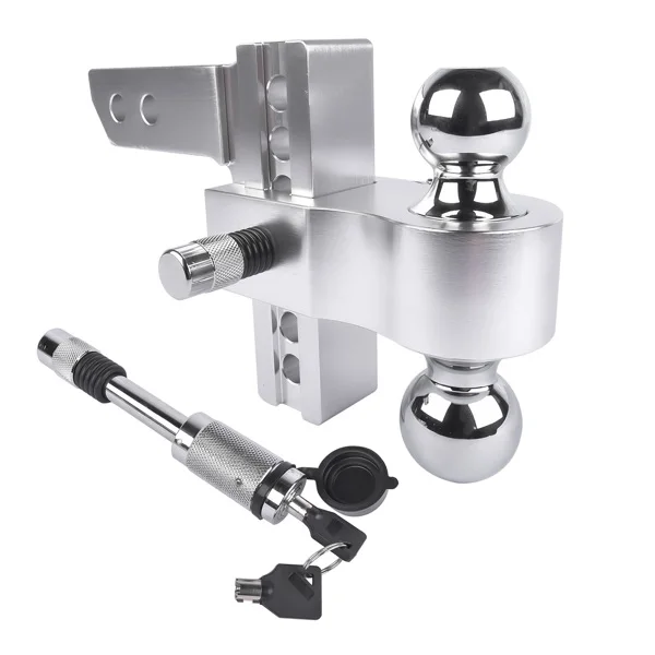 12500 LBS Aluminum Adjustable Trailer Tow Hitch Fits 2-Inch Receiver 6-Inch Drop/Rise, 2" and 2-5/16" Chrome Hitch Balls with Two Locks view 6