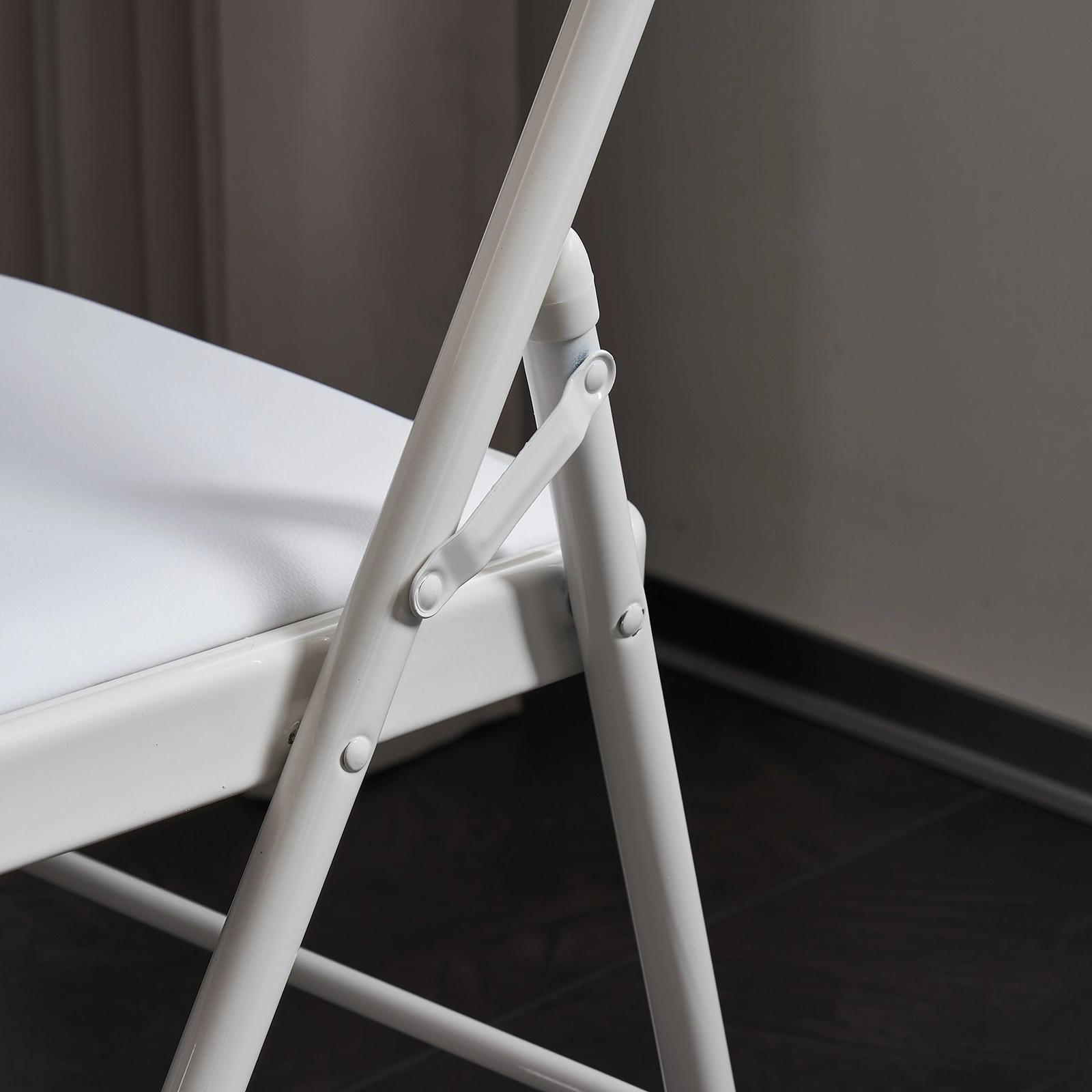 6pcs Elegant Foldable Iron & PVC Chairs for Convention & Exhibition White view 46