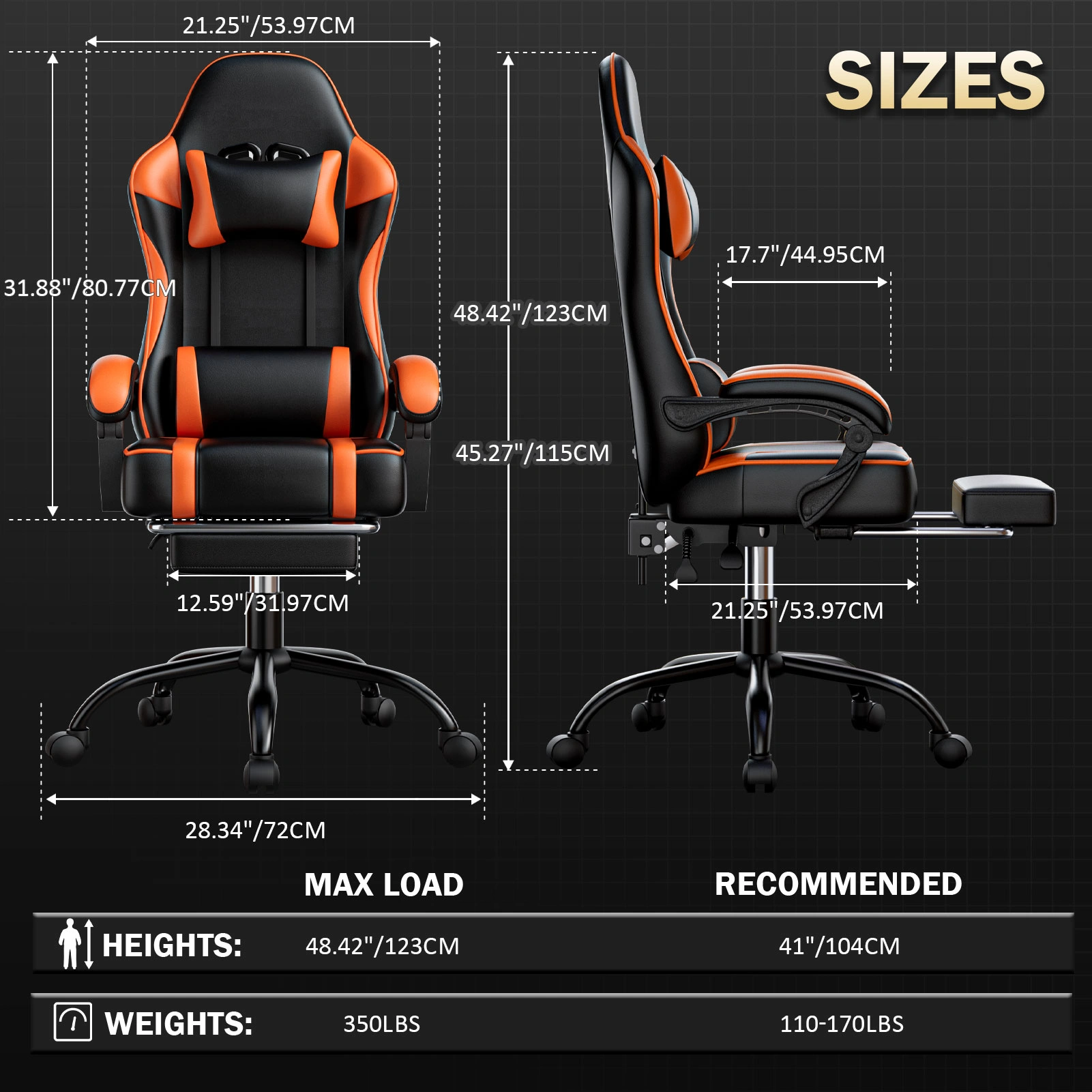 Gaming Chair with Footrest and Lumbar Support, Ergonomic High Back Computer Chair with Adjustable Height and Headrest for Office Desk view 2