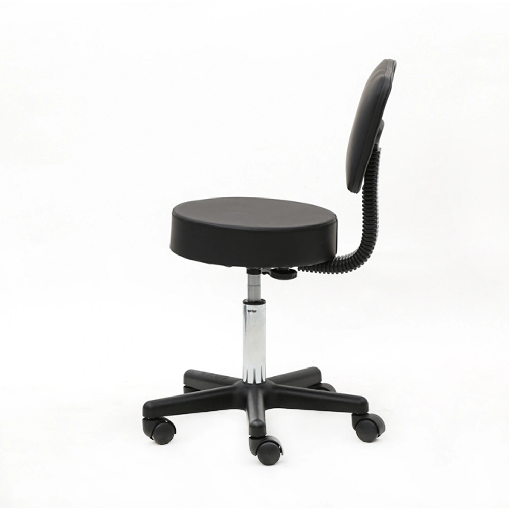 Round Shape Plastic Adjustable Salon Stool with Back Black view 18