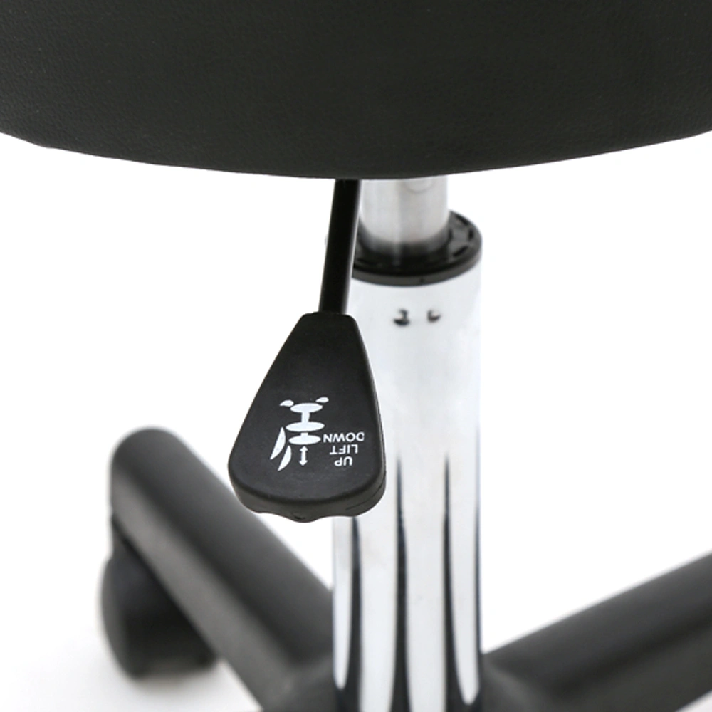 Round Shape Plastic Adjustable Salon Stool with Back Black view 7