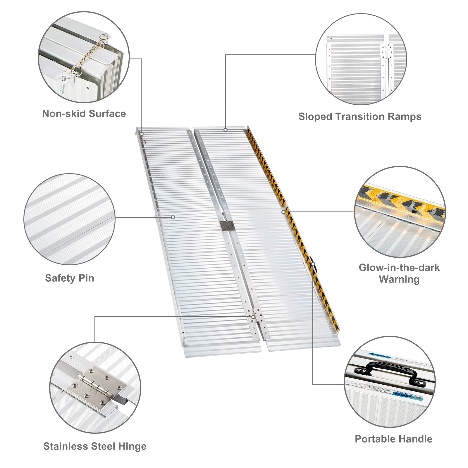 6' Multi-folding Aluminum Wheelchair Loading Ramp: portable foot 5 7 Scooter view 3
