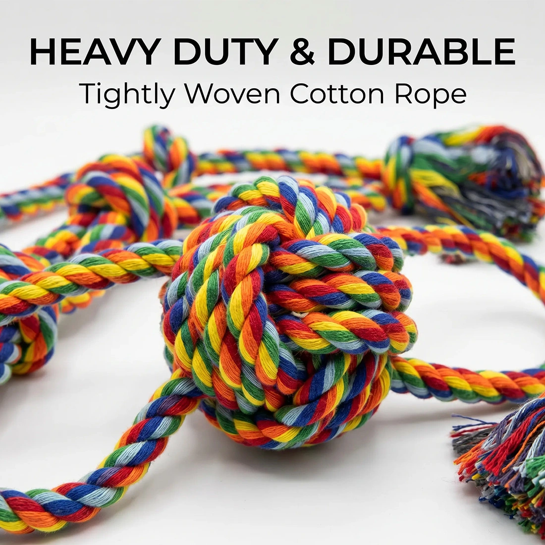 6PC Rainbow Dog Rope Toys Set, Durable Teeth Cleaning Knot Chew Toys for Small Medium Large Dogs view 5
