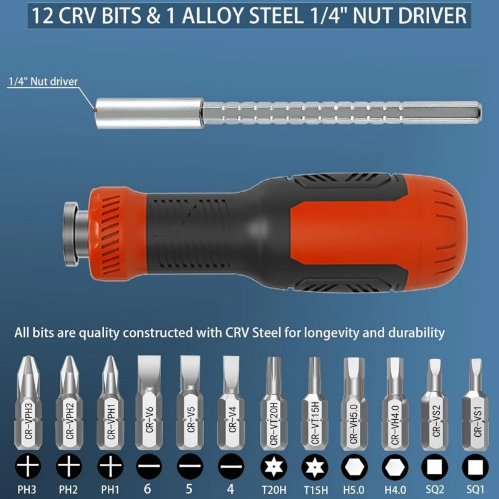 13-in-1 Adjustable Precision Screwdriver Set, Compact Multi-bit Multitool with Magnetic Tip for Phone Watch Electronics Repair