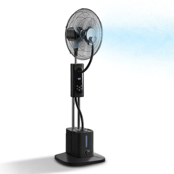 US Standard MH-MF40C Misting Fan, 110V 70W, 16 Inch Household Standing Mist Fan, 2.5L Detachable Water Tank, LED Display, PP Material & Aluminum Motor, Black, Ventilation & Humidification, Touch & Remote Control