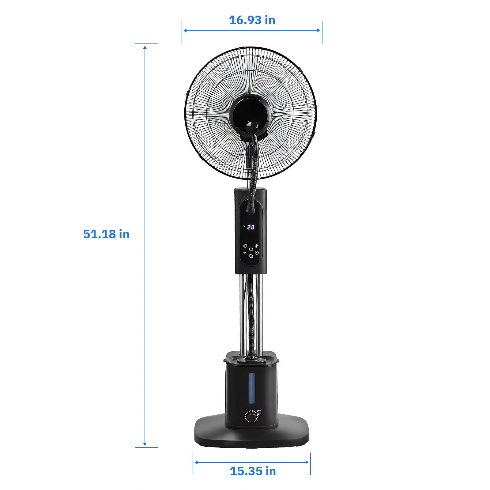 US Standard MH-MF40C Misting Fan, 110V 70W, 16 Inch Household Standing Mist Fan, 2.5L Detachable Water Tank, LED Display, PP Material & Aluminum Motor, Black, Ventilation & Humidification, Touch & Remote Control view 11