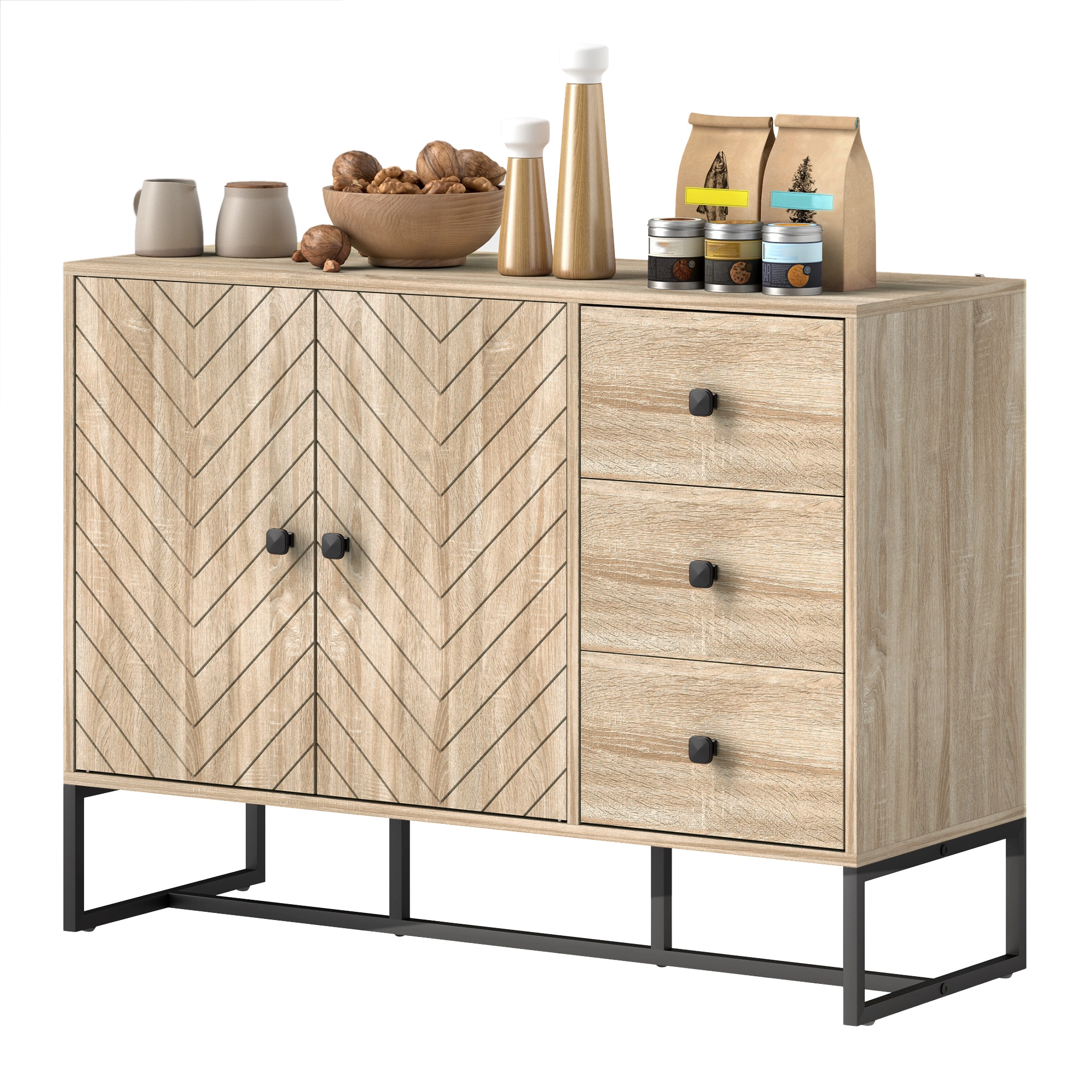 Compact Kitchen Storage Cabinet - Space-Saving Corner Unit with Secure Doors - Stylish Organizer for Small Kitchens, Apartments, and More