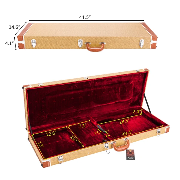 [Replace 24852220 Don't sell on Amazon]High Grade Electric Guitar Square Hard Case for GST GTL 170 SG and Burning fire Style Flat Yellow view 2
