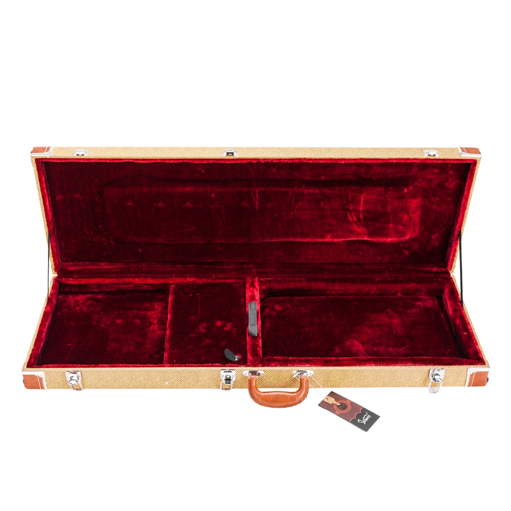 High Grade Electric Guitar Square Hard Case for GST GTL 170 SG and Burning fire Style Flat Yellow view 9
