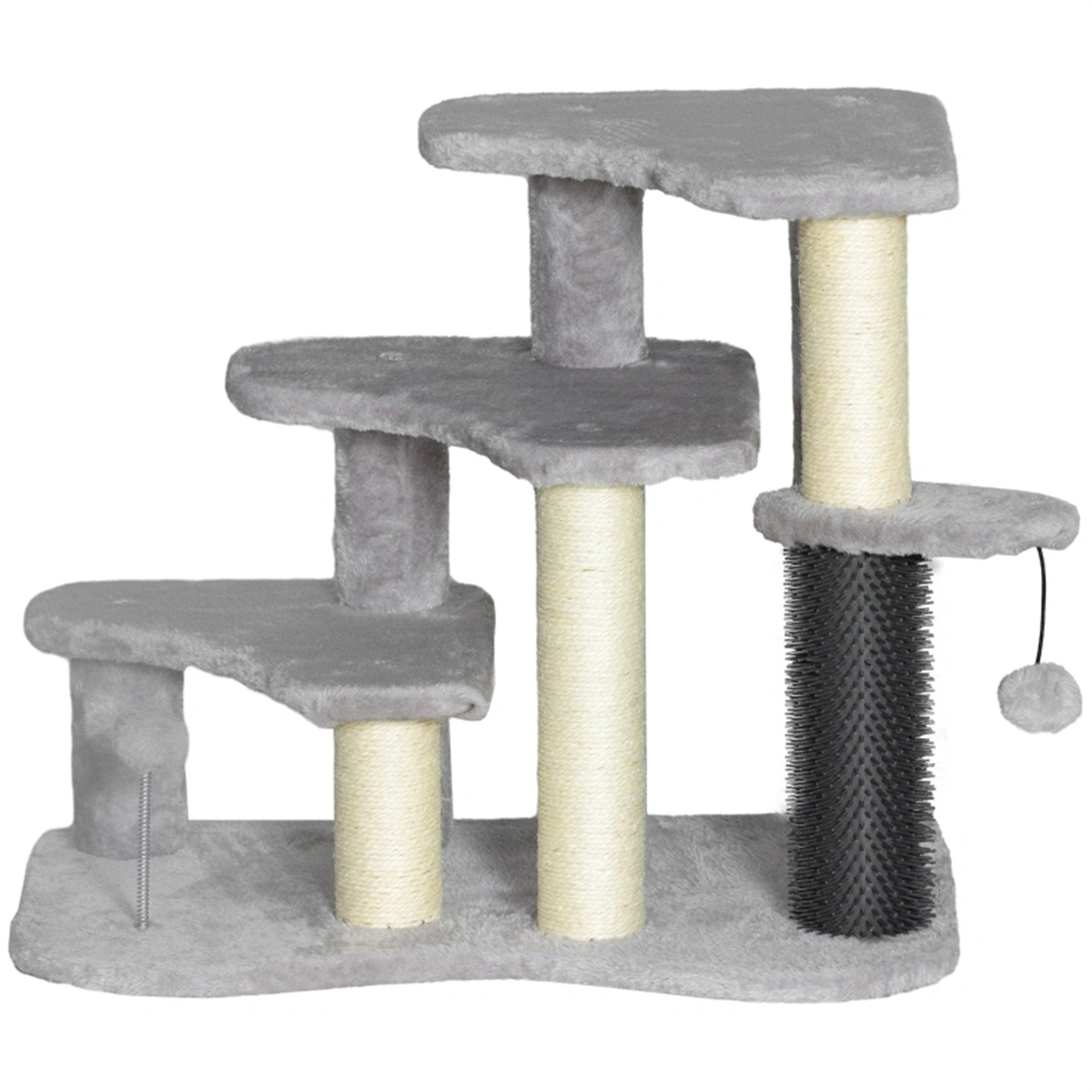 3-Step Cat Stairs 2-in-1 Cat Tree Tower with Scratching Post & Toy Balls, Indoor Cat Condo view 3
