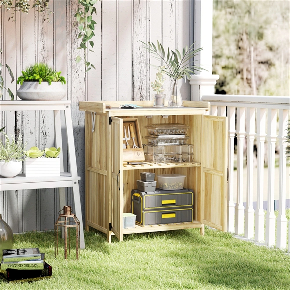 Wood-Style Outdoor Storage Shed - Waterproof Garden Tool & Equipment Organizer view 2