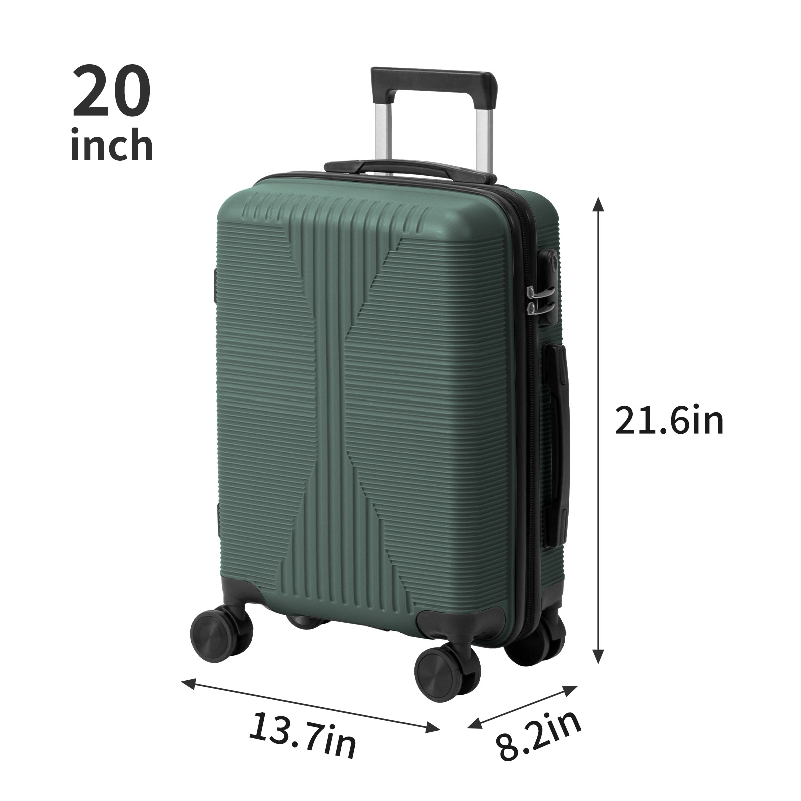 20-inch Non-TSA Customs Lock Suitcase PP Single Trolley Case Dark Green view 3