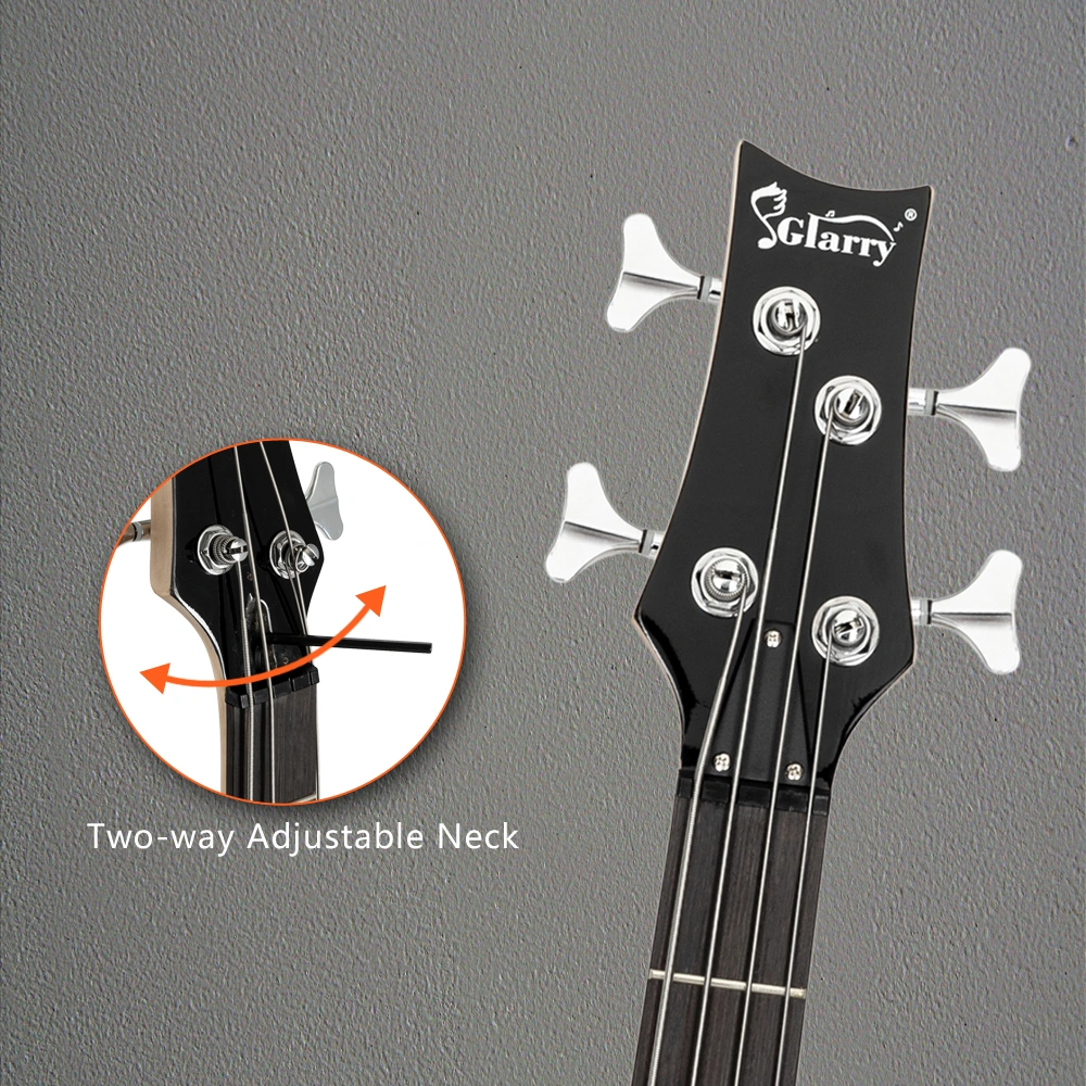GIB Electric Bass Guitar Full Size 4 String Black view 22