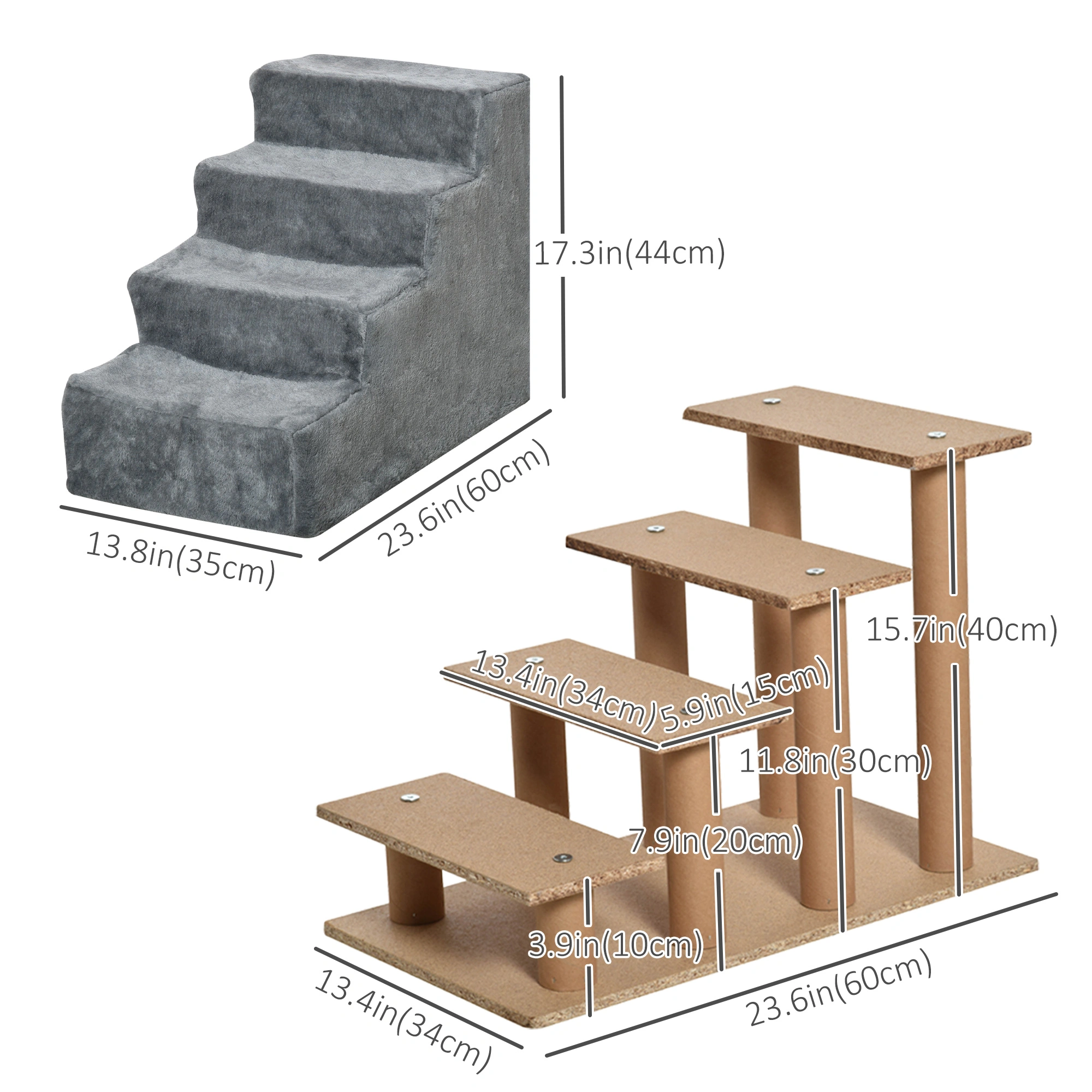 Pet Stairs for Small Dogs, 4-Step Foldable Pet Steps with Washable Cover, Quiet Carpeted Non-Slip Pet Ramp view 2