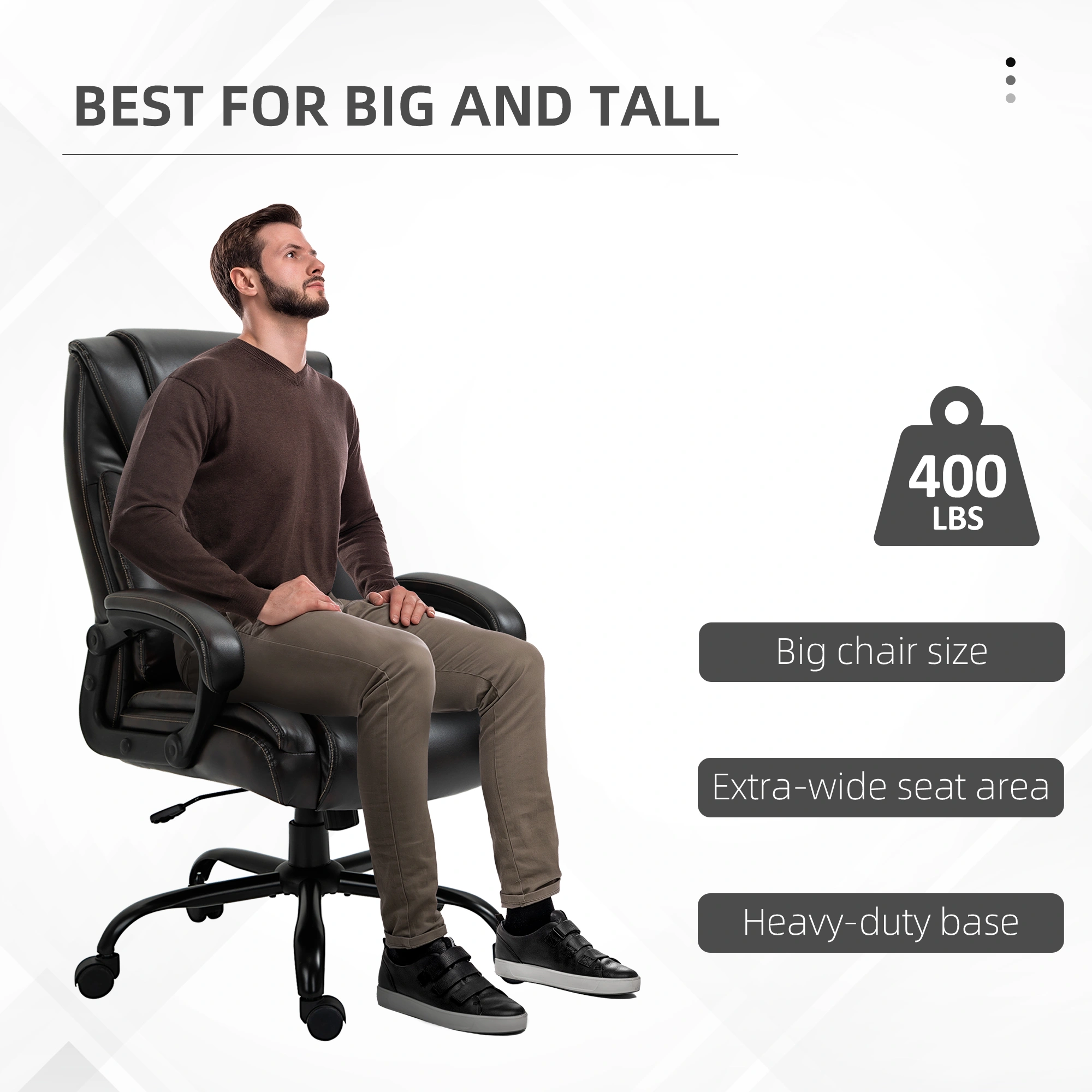 Ergonomic Office Chair with Massage Lumbar Support, Adjustable Height Swivel Desk Chair view 3