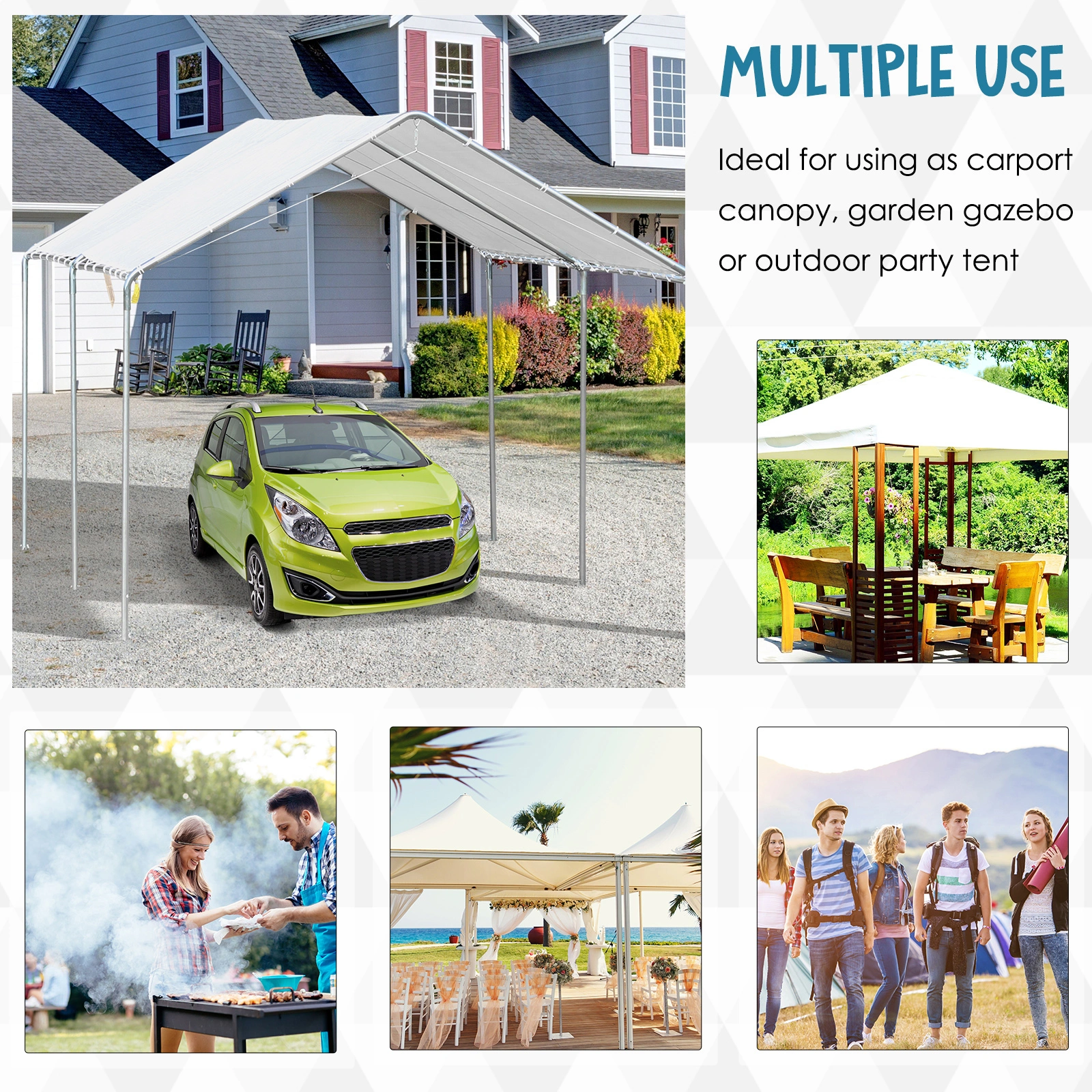 Hardtop Gazebo 10x10ft Steel Frame Canopy Tent with Ventilation Roof, Outdoor Garden Patio Shelter, 2 Doors & Sides, Grey view 3