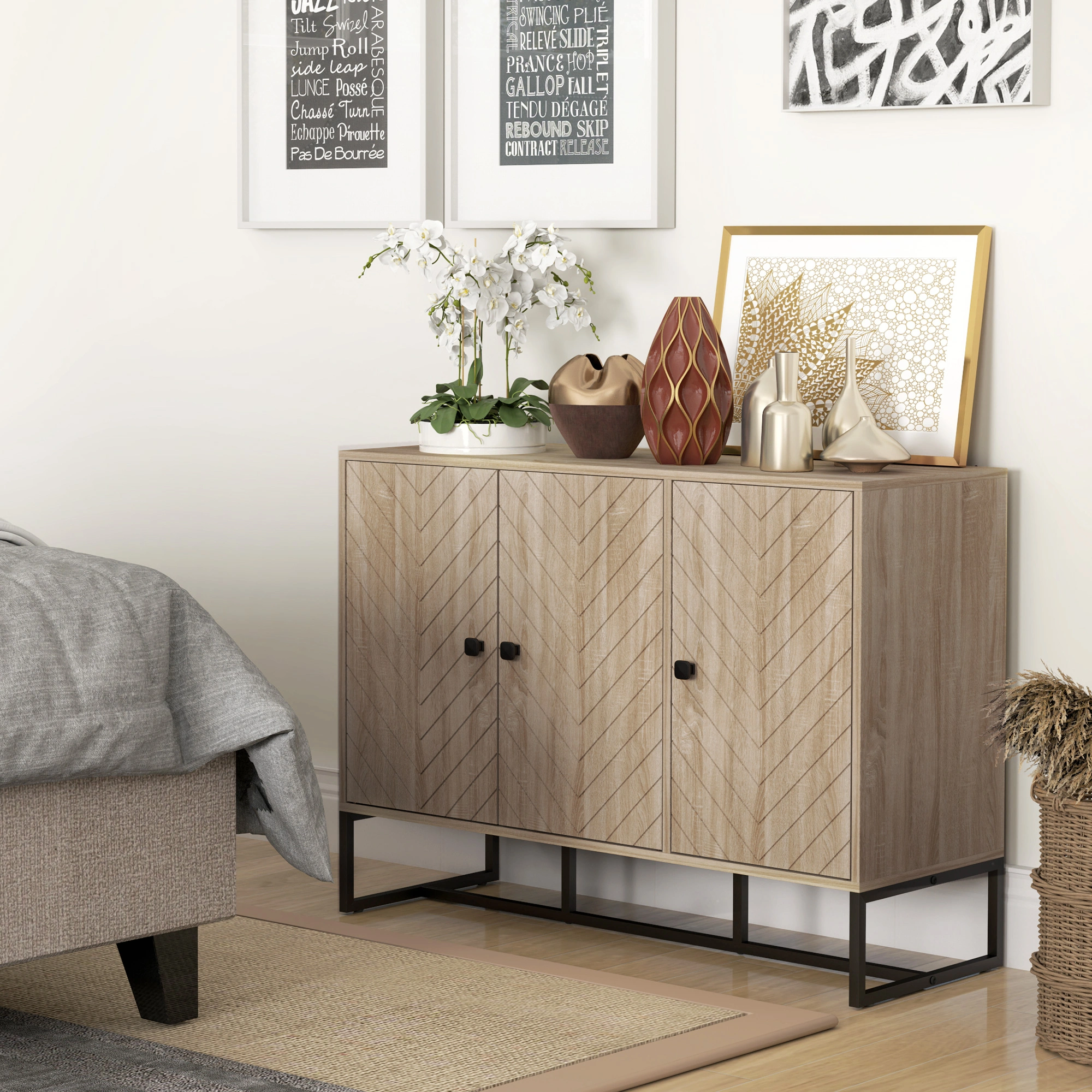 Modern Kitchen Storage Cabinet with Doors and Shelves, Freestanding Pantry Cupboard, White