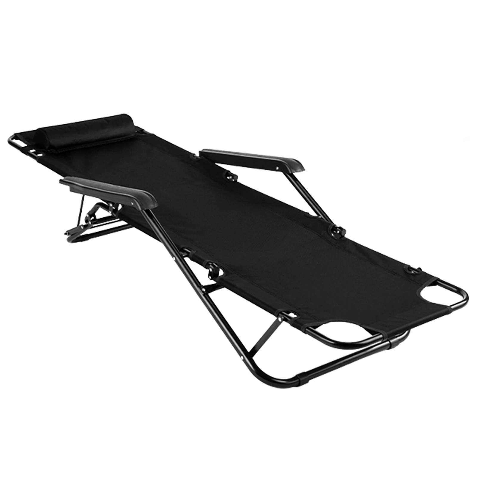 Portable Dual Purposes Extendable Folding Reclining Chair Black view 13