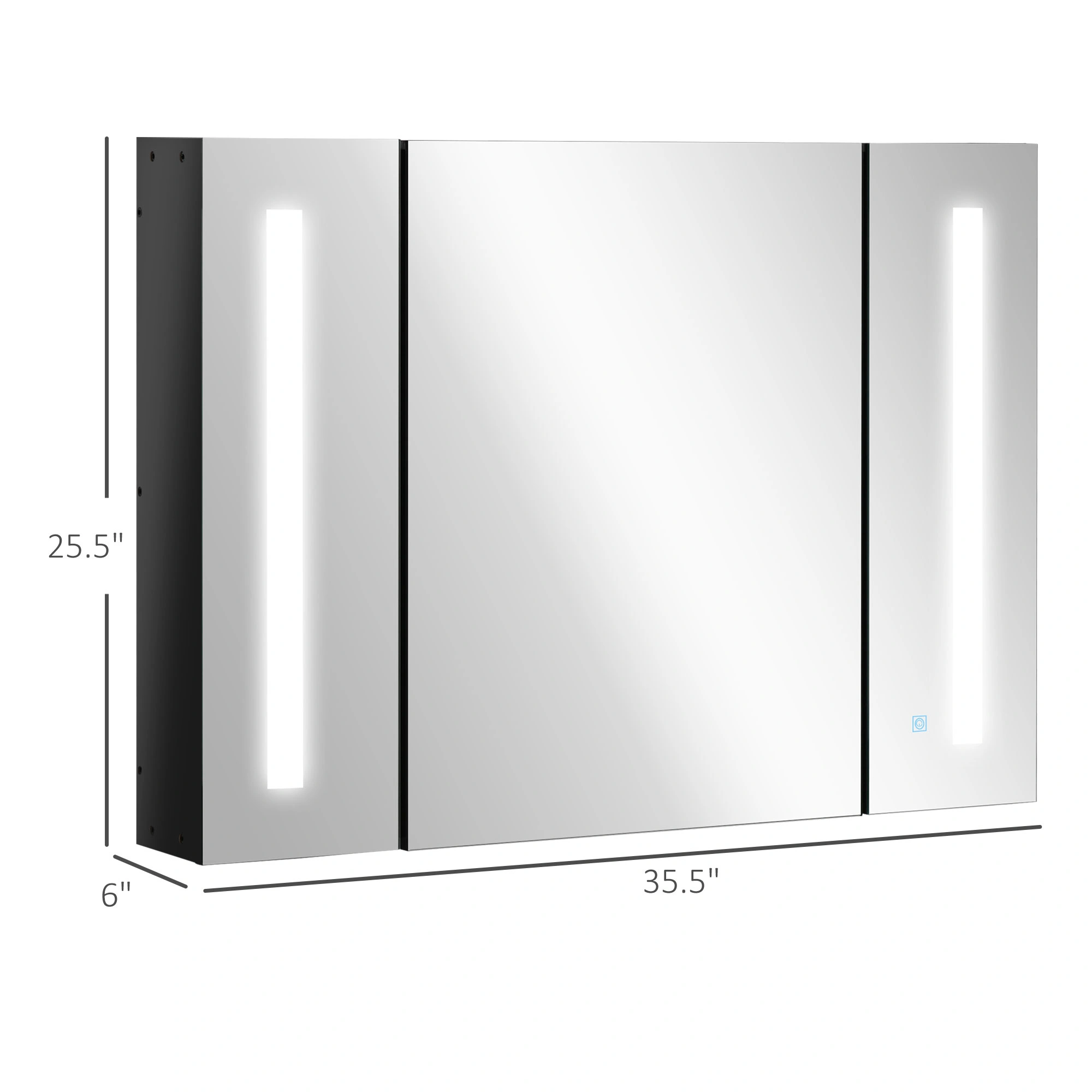 Bathroom Cabinet with Mirror, Wall-Mounted Vanity Storage Organizer with Shelf, White view 2